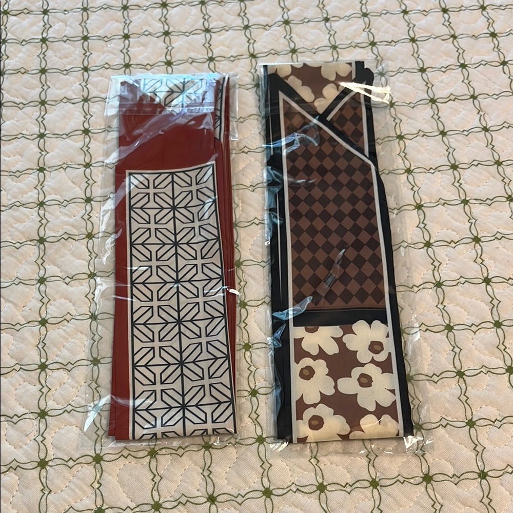 Geometric and Floral Patterned Purse Scarf set